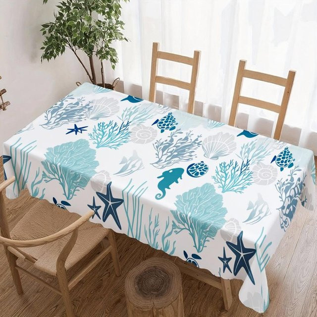 Wasserdichte quadratische Tischdecke JINGYUE Pet mit USA Flaggen- und Blumenmuster in Rot, Blau und Multicolour, B/B: 140 x 140 cm - Bild 1