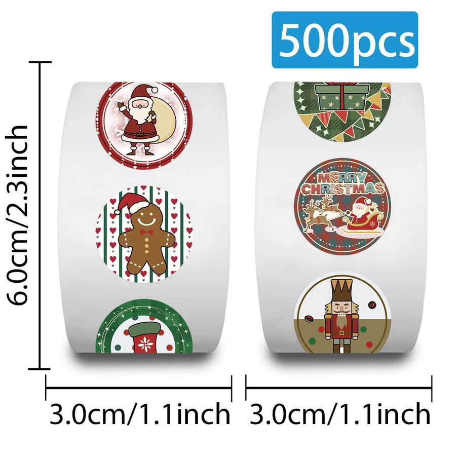 Charile Frohe Weihnachten Santa Claus Cartoon Aufkleber, 500 Teile/rolle - Bild 4