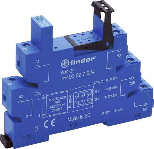 Finder Relaissockel 93.02.7.024 mit LED und EMV-Entstörbeschaltung in Blau - Bild 1