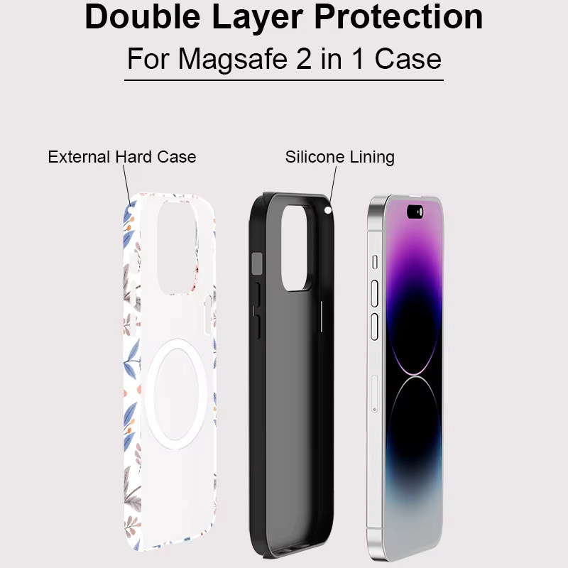 Fcicicase MagSafe Handyhülle mit Blumenmuster für iPhone 11 bis iPhone 16 Pro Max, stoßfest und kabelloses Laden, Multicolour - Bild 3