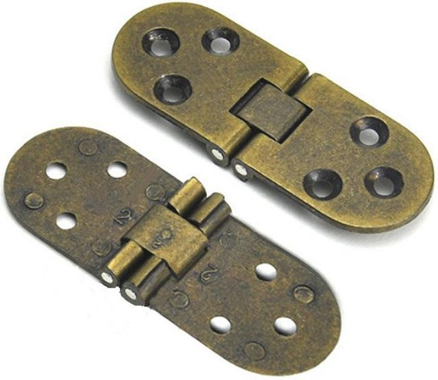 2 Stück Klappscharniere von Refreshing Home in Bronze als selbsttragende Unterputzscharniere für Klapptische und Küchenmöbel aus Zink, Dicke: 2,3 mm - Bild 1