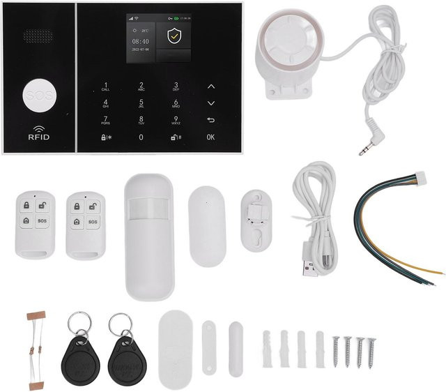 GoolRC Drahtloses WiFi GSM Alarm Sicherheitssystem mit 2,4 Zoll TFT Bildschirm und Fernbedienung in Weiß - Bild 1