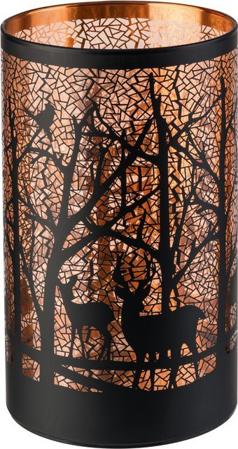 LIVARNO LED-Windlicht Bäume in Schwarz, Tischdeko rund, B/T/H: 12,0 x 12,0 x 20,0 cm - Bild 1