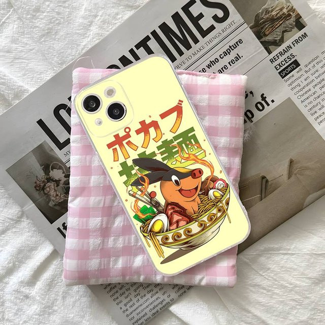 Niedliche Cartoon P-Pokemon Silikon Handyhülle für Apple iPhone 16 15 14 13 12 11 Pro Max Mini Plus SE in Gelb - Bild 1