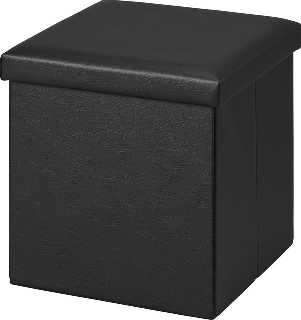 LIVARNO Sitzhocker klappbar in Schwarz mit Leder-Optik und abnehmbarem Bezug, B/T/H: 38 x 38 x 38 cm - Bild 1