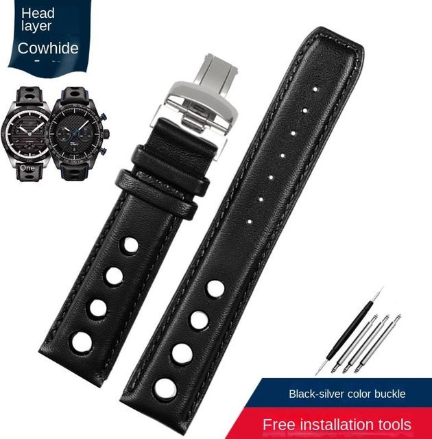 Uhrenarmband ZETHYDUM Leder, schwarz, Herren - Bild 1