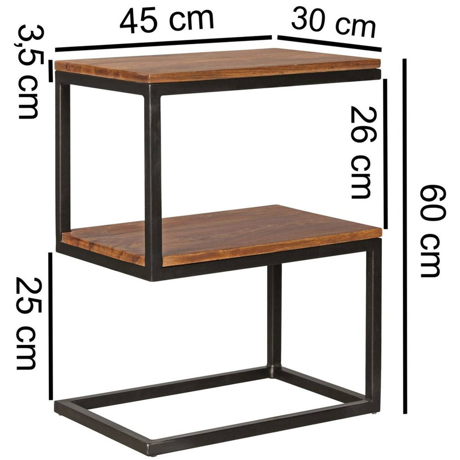 Wohnling Beistelltisch modern in Schwarz und Braun aus Echtholz und Metall B/H/T: 45 x 60 x 30 cm - Bild 4
