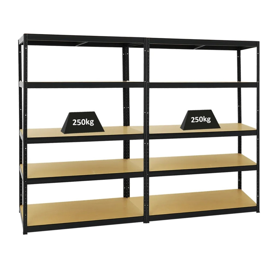 2x PROREGAL Schwerlastregal Big Elephant M aus Metall und MDF, Schwarz, H x B x T: 180 x 120 x 60 cm - Bild 2