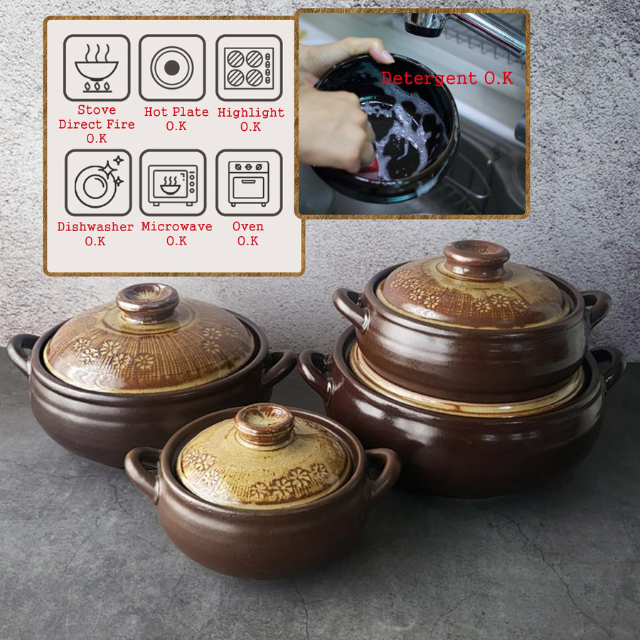 BALWOO Koreanischer Tontopf aus Keramik mit Schlammglasur in Pulverdesign, Farbe: Braun - Bild 8
