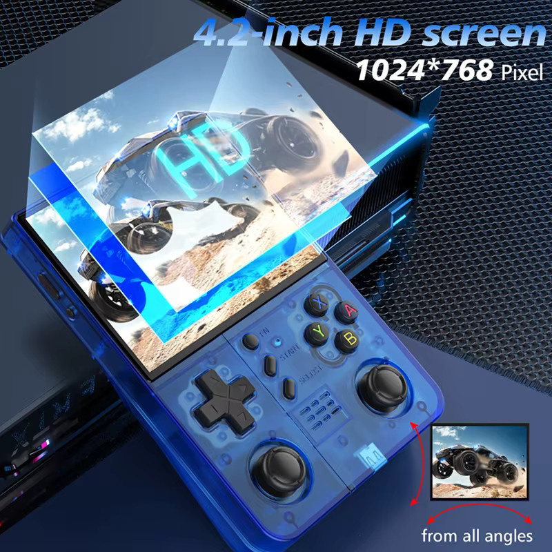 luxuglow R40XX Pro Max Retro Handheld-Spielkonsole mit Linux-System, 4,2 Zoll HD IPS-Bildschirm, 128GB, Farbe: Purple/Transparent - Bild 4