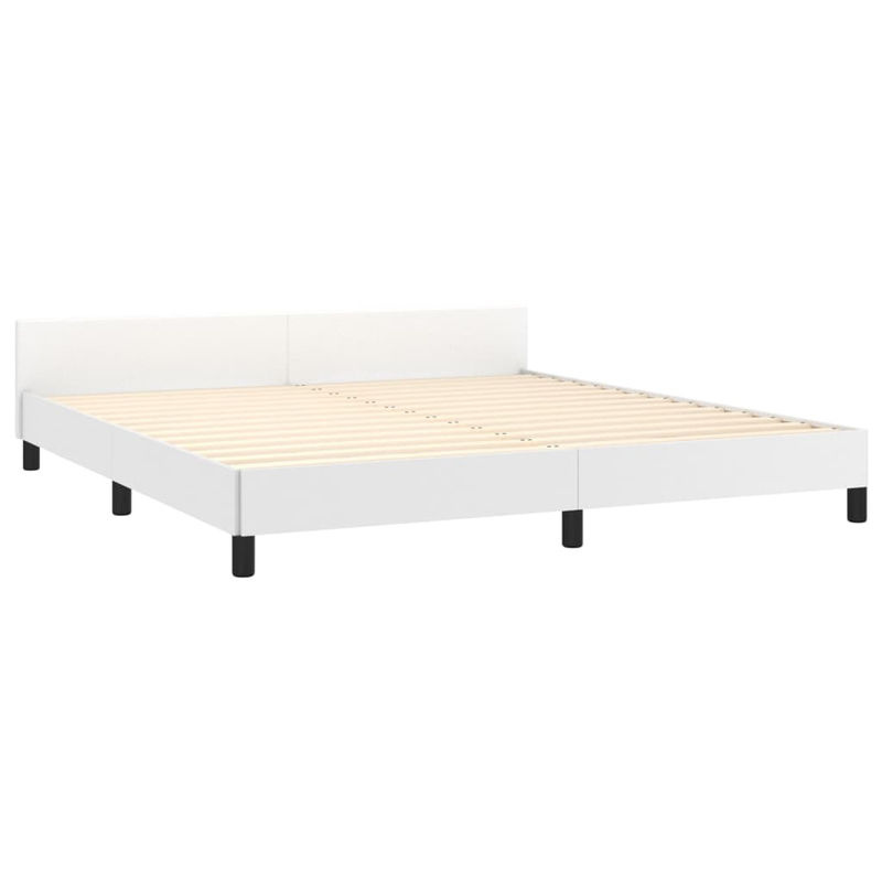 vidaXL Bettgestell mit Kopfteil in Weiß aus Kunstleder, B/T/H: 160 x 200 x 128 cm - Bild 2