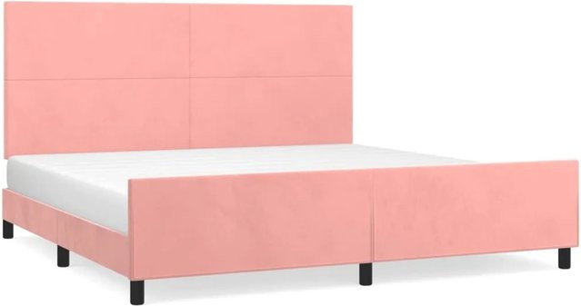vidaXL Bettgestell mit Kopfteil aus Samt in Rosa, B/T: 200 x 200 cm - Bild 1