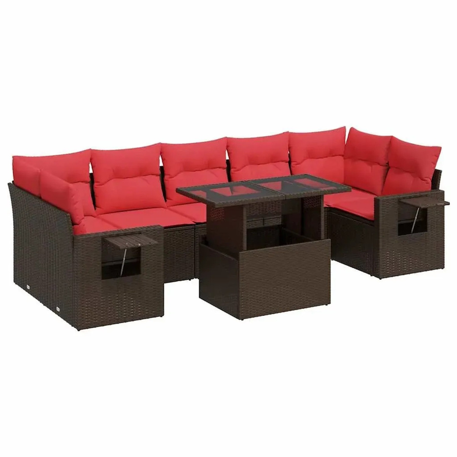 vidaXL 8-teilige Garten-Sofagarnitur aus braunem Poly-Rattan und Akazie mit Kissen - Bild 2