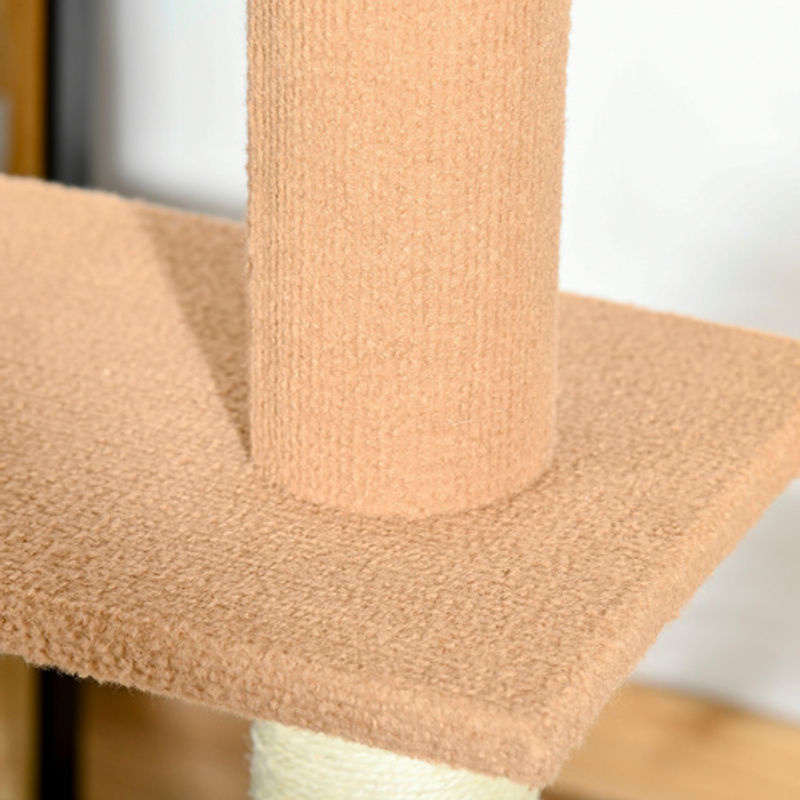 PawHut Kratzbaum Deckenhoch in Khaki und Beige mit 3 Ebenen für Katzen, Höhe: 228-260 cm - Bild 2