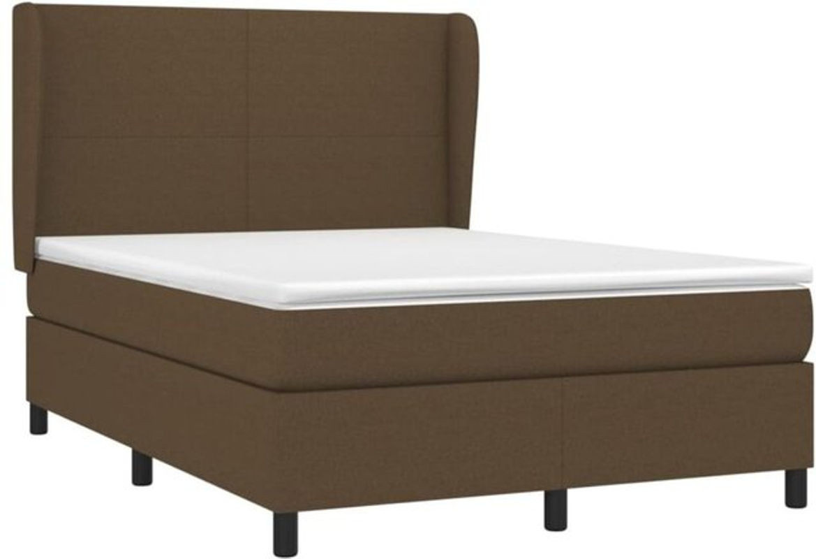 vidaxl Boxspringbett mit Matratze aus Stoff in Braun, B/T/H: 140 x 190 cm - Bild 1