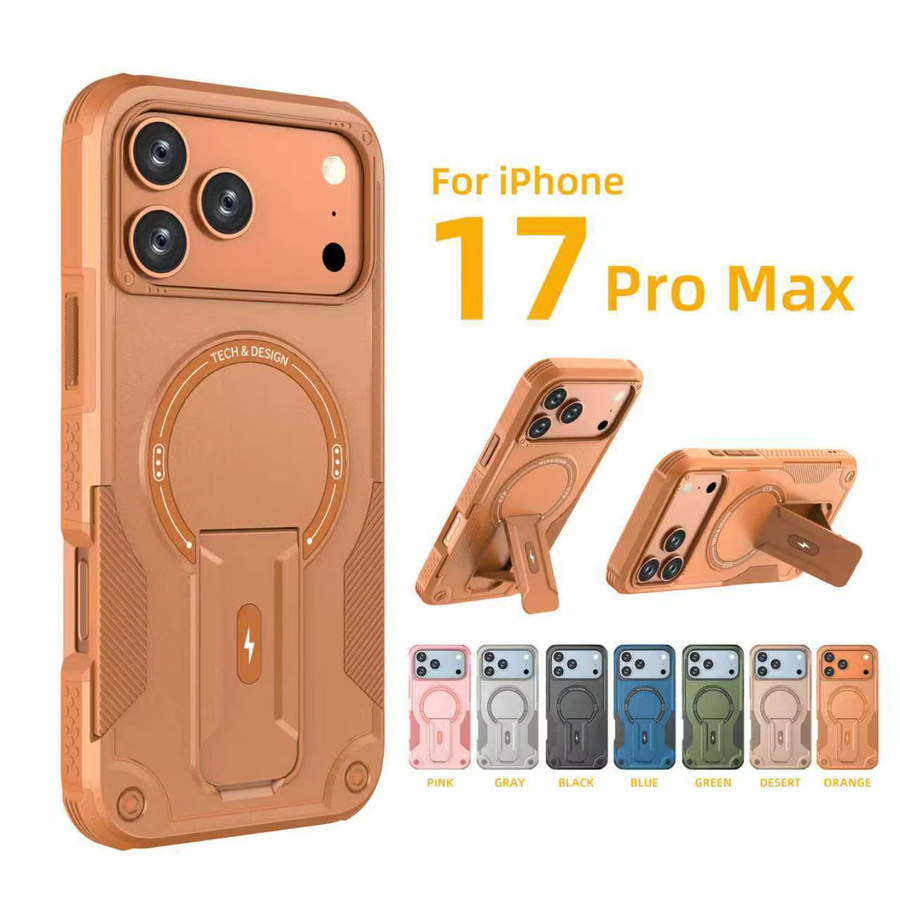 Magnetische Schutzhülle für Apple iPhone mit integriertem unsichtbarem Ständer in Orange - Bild 2
