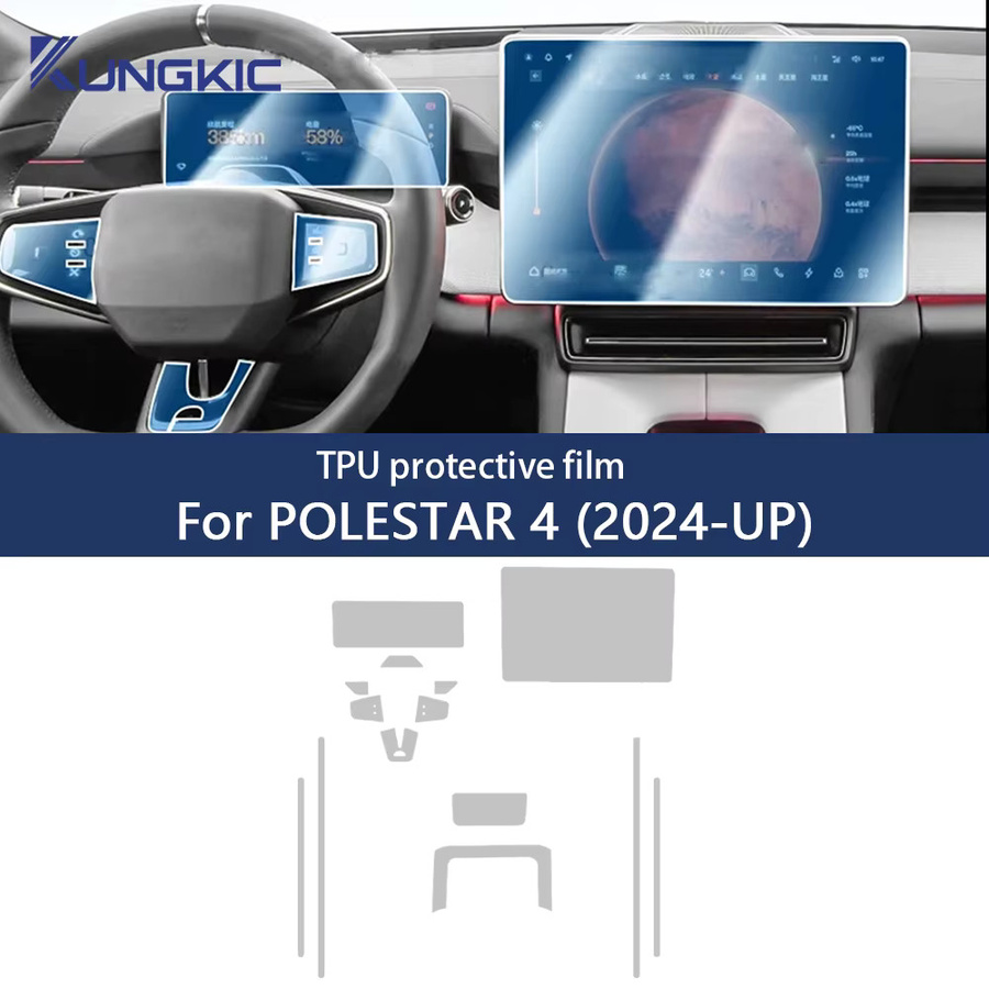 KUNGKIC TPU Schutzfolie für Polestar 4 2024-2026 Armaturenbrett und Navigationszentrum in Transparent - Bild 2