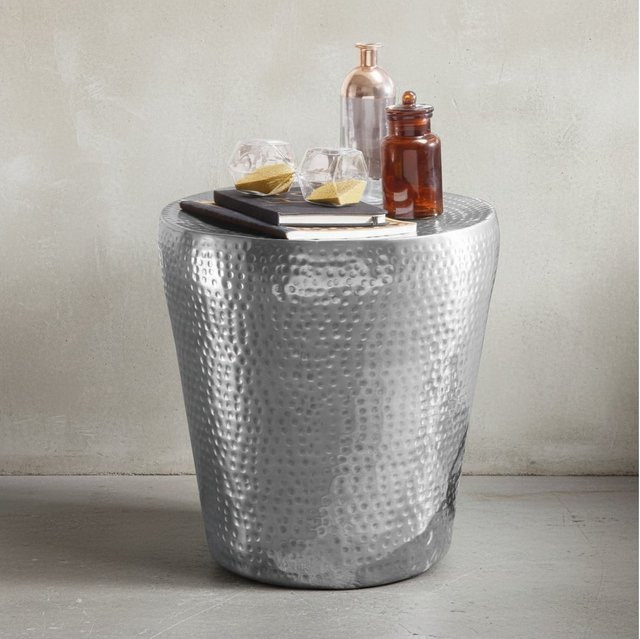 KADIMA DESIGN Orientalischer Dekotisch aus Aluminium in Silber mit Hammerschlag-Optik, Durchmesser: 41 cm - Bild 1