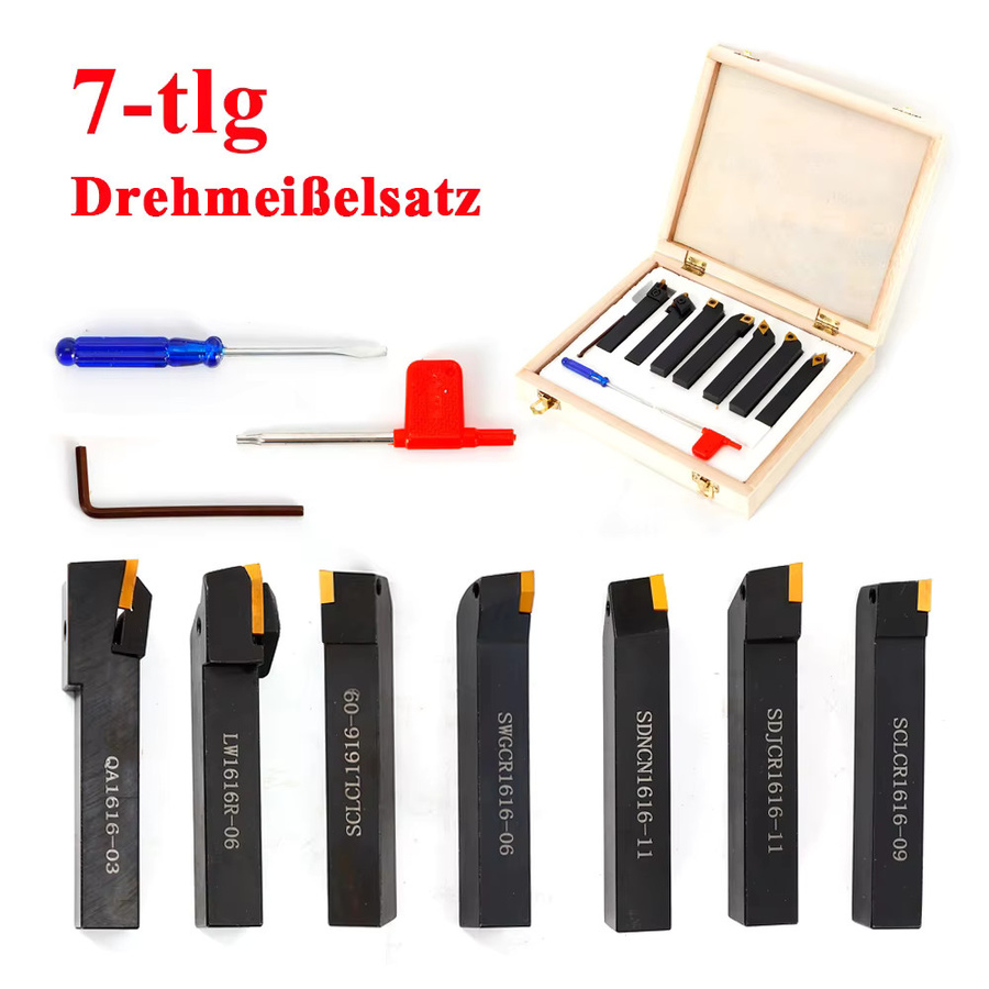 7-teiliges Drehwerkzeug-Set aus Stahl in Schwarz mit Hartmetallklingen, Klingenstärke: 4,5 mm, Schaftdurchmesser: 16 mm - Bild 4