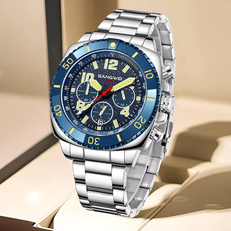 LIGE Armbanduhr Quarz, Edelstahl, Blau, Herren - Bild 3