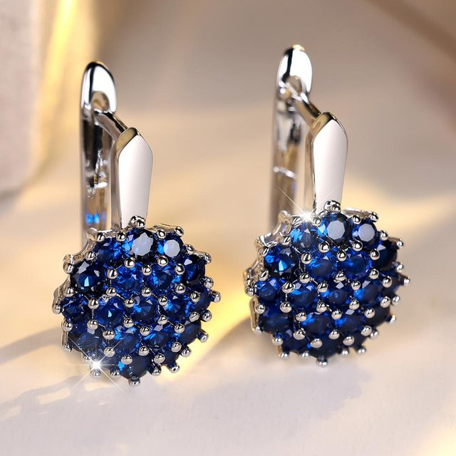 Bamos Ohrringe, Rose Gold Farbe, Blau, Zirkon, Damen - Bild 1