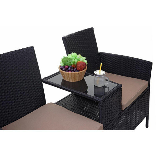 MVG Loungeset MVG-E24 2-Sitzer aus Stahl, Glas und Polyester in Schwarz, B/H/T: 132 x 84 x 55 cm - Bild 4
