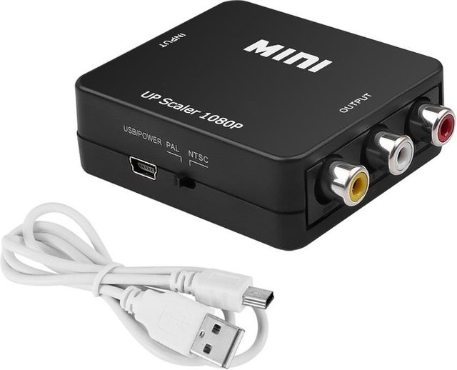 HDMI auf Cinch Konverter Meiteai-Earphones 1080P HDMI auf AV Adapter Video Composite Konverter in Schwarz unterstützt NTSC und PAL - Bild 1
