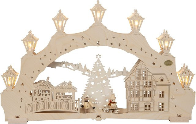 Saico 3D-Lichterbogen Weihnachtsbaum aus Holz mit 7-flammiger LED-Beleuchtung und Timerfunktion - Bild 1