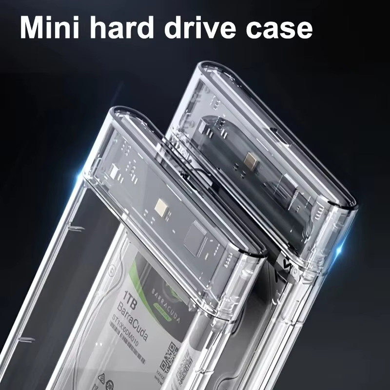 Congdi Externes Festplattengehäuse SATA zu USB 3.1 Typ C für 2,5 Zoll HDD und SSD, Transparent, bis 4 TB, UASP Unterstützung - Bild 2