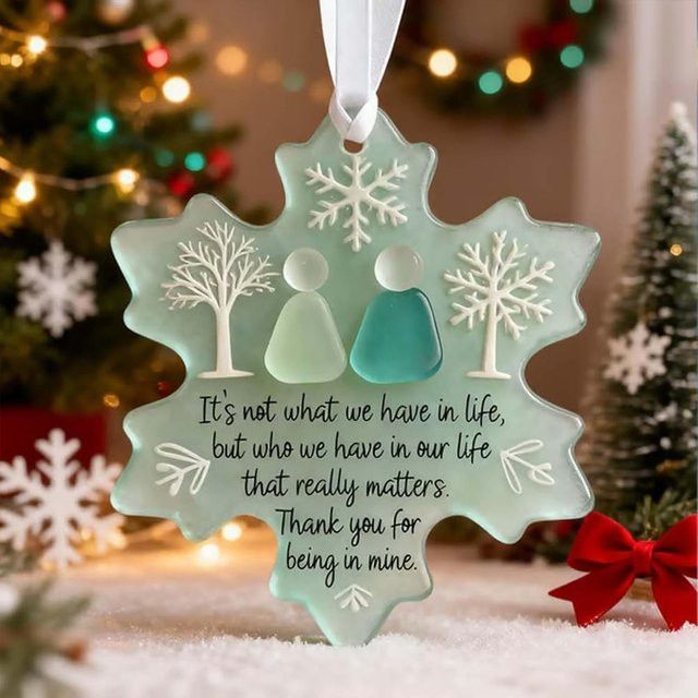 DUTRIEUX Weihnachtsbaumschmuck aus Acryl in Schneeflocken-Design, Weiß, Flache Winterdekoration - Bild 1
