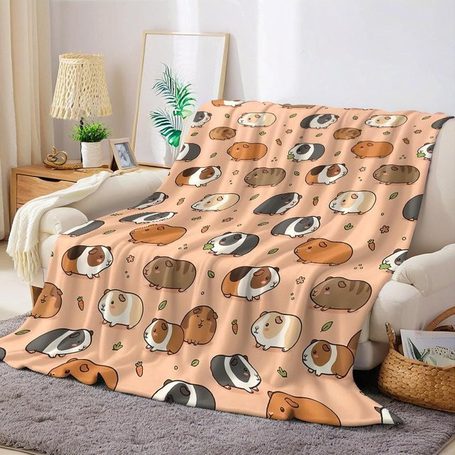 JMG Household Supplies Flanelldecke mit Meerschweinchen-Motiv, Beige, B: 150 cm, T: 200 cm - Bild 1