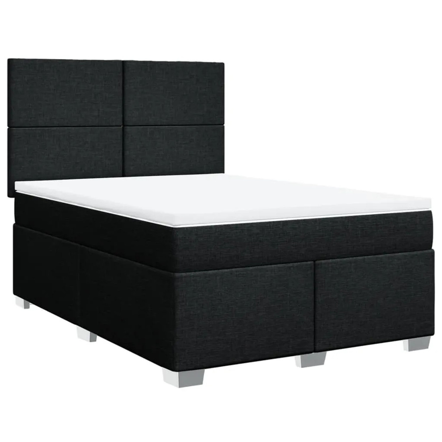 vidaXL Boxspringbett mit Matratze Schwarz B/T/H: 140 x 200 x 144 cm Hybrid-Konstruktion mit Taschenfederkern - Bild 2