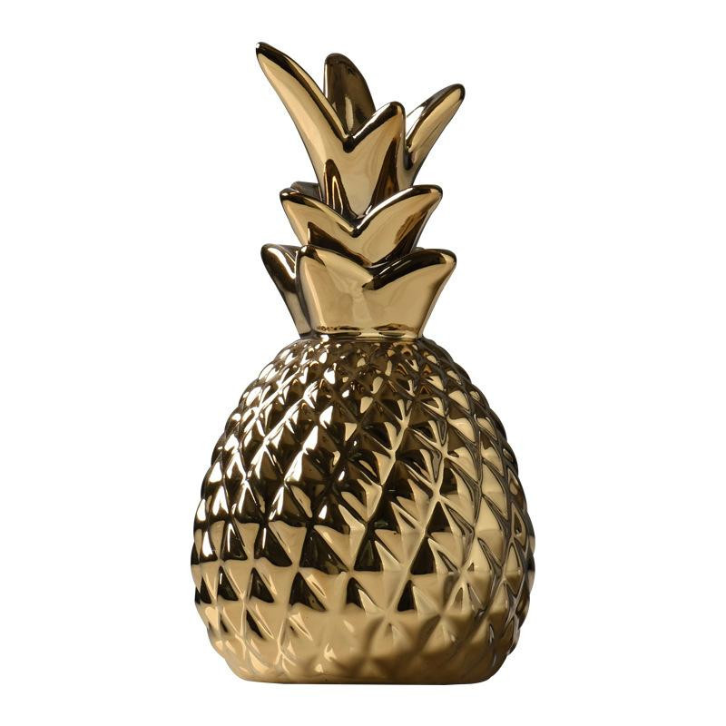 Yiran Furniture Ananas Keramik-Dekoornament aus weißem Porzellan in Gold oder Silber - Bild 3