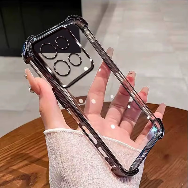Silikon Handyhülle für Oppo Reno16 Pro, Reno 13 14 15 13f 14f 12 13 Pro mit verstärkten Ecken, Transparent/Silber - Bild 1
