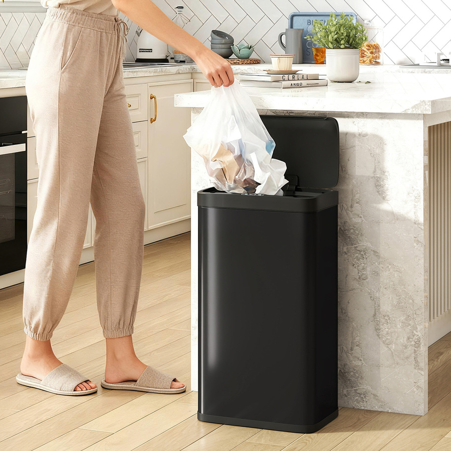 HOMCOM Automatischer Küchen-Mülleimer mit Infrarotsensor, 45 l, Schwarz, Soft-Close und herausnehmbarem Inneneimer - Bild 2