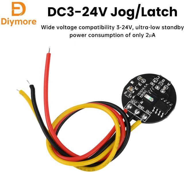 diymore DC 3-24V Berührungsempfindliches Schaltmodul mit Jog-/Latch-Funktion, Kapazitiver Schalter in Schwarz, 10A Steuerbarer Strom mit LED-Licht-Stromregelung - Bild 1