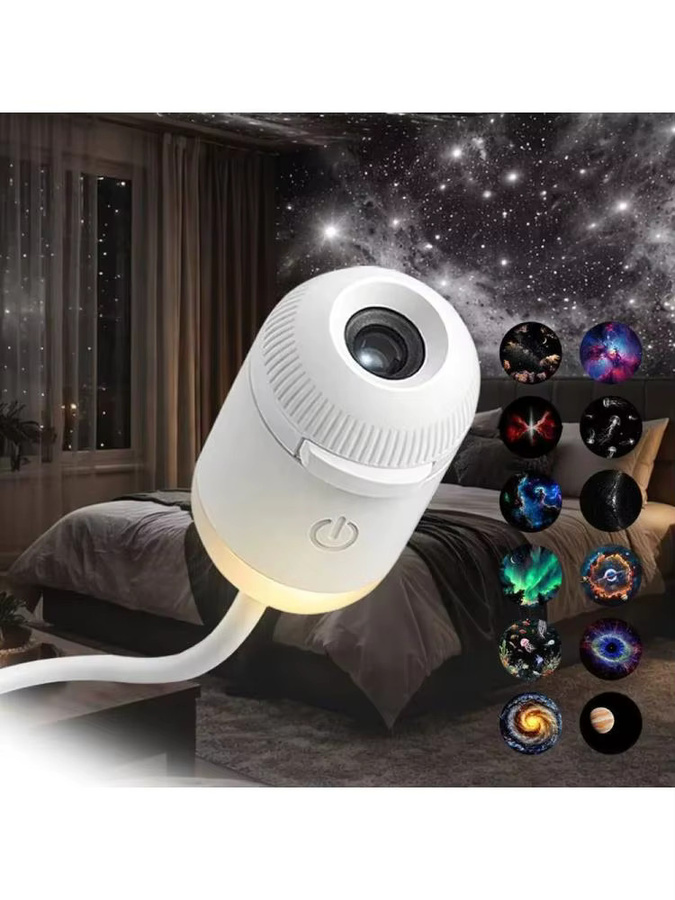 eelhoe Mini-Galaxie-Sternprojektor Nachtlicht in Weiß als USB Auto-Atmosphären-Projektor für Schlafzimmer und Dekoration - Bild 5