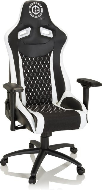 hjh OFFICE Gamingstuhl GAMEBREAKER SX 04 in Schwarz aus Stoff und Kunstleder mit Armlehnen und Kopfstütze - Bild 1