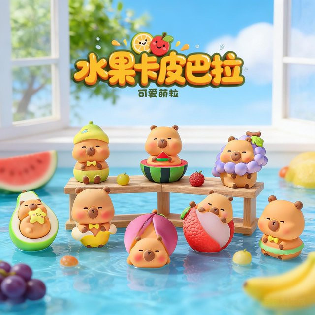 Yiran toy 1 Capybara Figur Simulation Frucht 8-teiliges Set bunt - Bild 1
