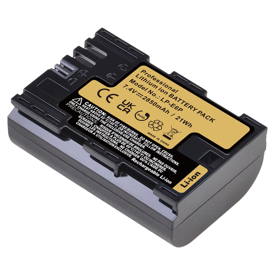 Canon LP-E6P LP-E6NH LP-E6N Li-Ionen-Akku mit 2850 mAh in Schwarz für EOS R5 Mark II, R5, R6, R7, 5D Mark II/III/IV, 6D/6D II und 7D - Bild 5