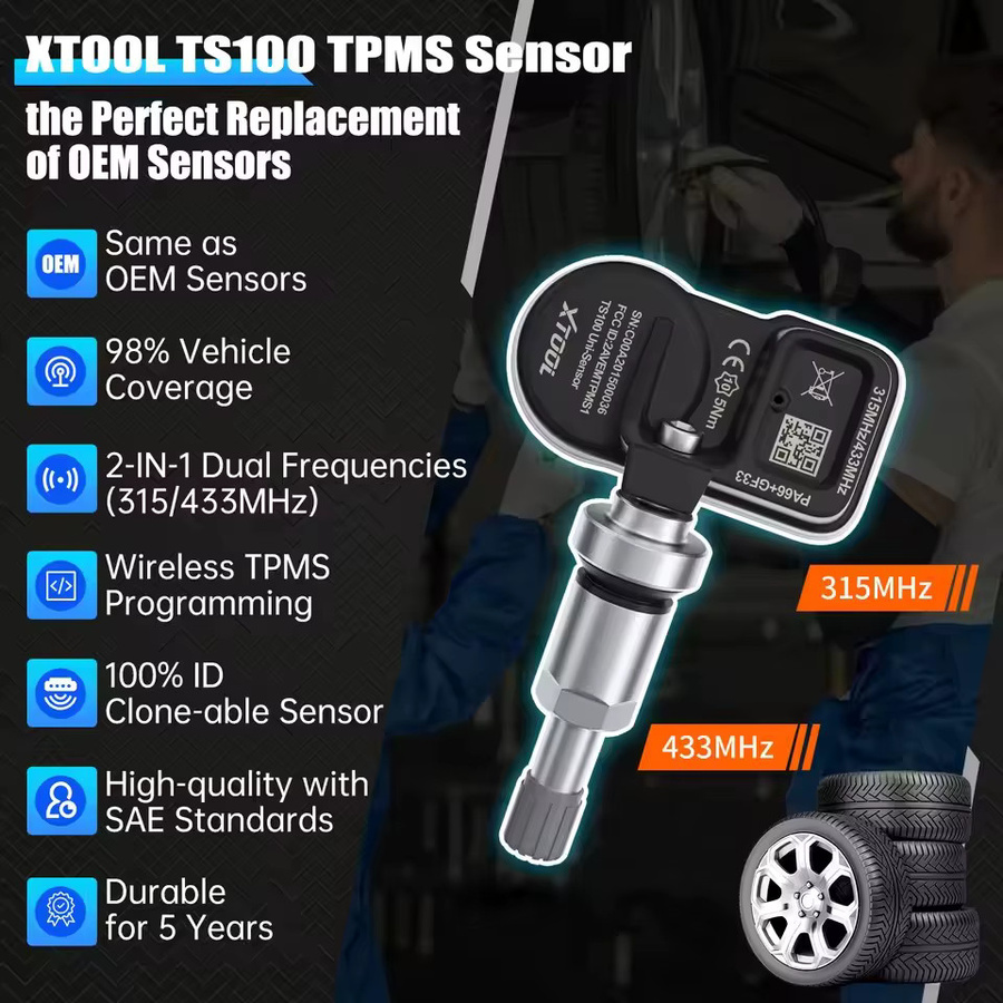 XTOOL TS100 PRO 2 in 1 TPMS Sensor Tester und Programmiergerät für 315 MHz & 433 MHz in Schwarz - Bild 2