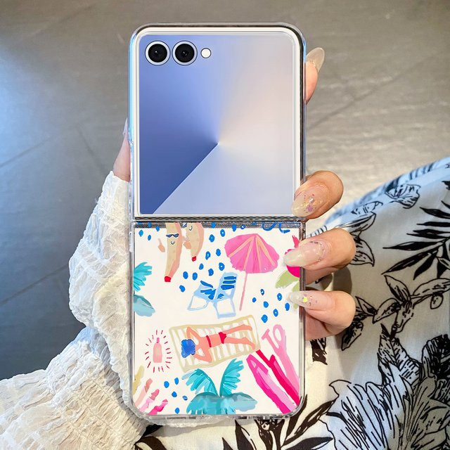 MOESOE Handyhülle mit Cartoon Meer Landschaft Muster für Samsung Galaxy Z Flip 7 FE 6 5 4 3, transparente Klapphülle in Multicolour - Bild 1