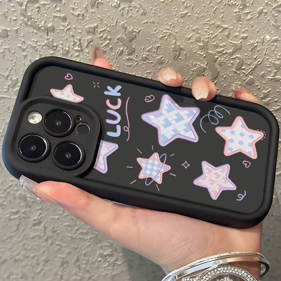 Stoßfeste TPU Handyhülle mit Stern-Design für Apple iPhone 11 12 13 14 15 16 17 Pro Max Air in Schwarz - Bild 6