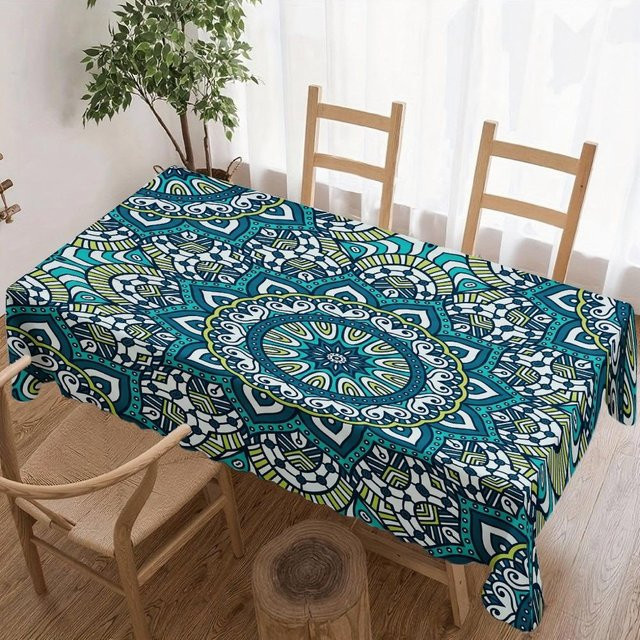 Wasserdichte Mandala Tischdecke von JINGYUE Pet in Blau, Rechteckig, B/T: 100 x 160 cm - Bild 1