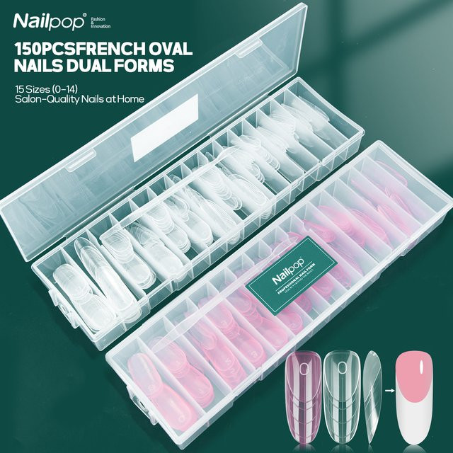 Nailpop French Nail Dual Forms, 150 Stück, Oval, Transparent Rosa - Bild 1