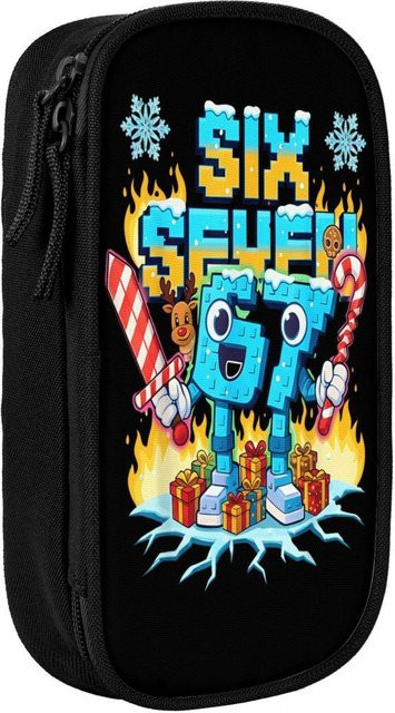 Fancy Style Studio Federmäppchen mit lustigem 6 7 Meme Design, schwarzes Canvas-Etui mit Reißverschluss - Bild 1