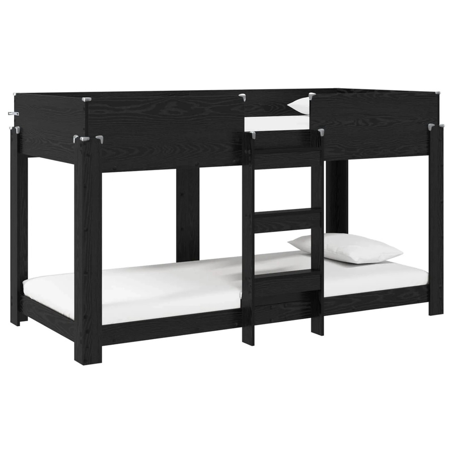 vidaXL Etagenbett für Kinder in Schwarz und Eichen-Optik, modernes Design aus Holzwerkstoff, B/T/H: 90 x 200 cm - Bild 2