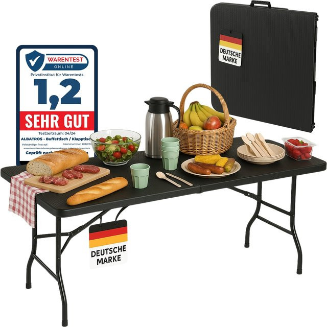 Albatros Buffettisch Klapptisch Schwarz Rattan mit Klappfunktion - Bild 1