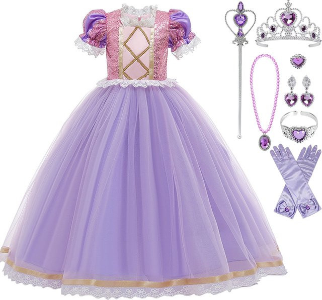 LJW Prinzessin Mädchen Kleid, Pailletten, ab 3 Jahre - Bild 1