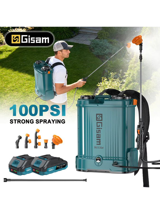 Gisam Elektrischer Rucksacksprüher für Makita 18V Akku, 20 l Hochleistungs-Gartensprüher mit 100 PSI für die Bewässerung - Bild 7